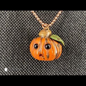Kawaii Worried Pumpkin Halloween Pendant